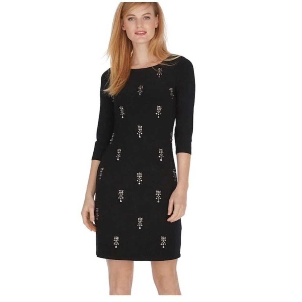 White House black market- Black mini dress with some‎ bedazzled detailing SizeXS